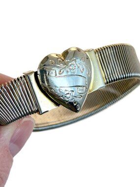 Vintage, Sweetheart Bracelet, Locket, Heart, Expansion, 50s, Etched
